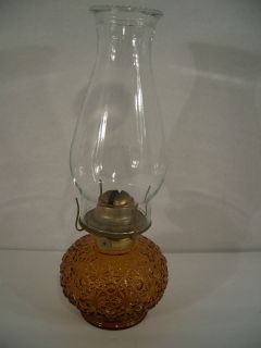 Eagle Kerosene/Oil Lamp Daisy and Button Pressed Glass Amber font