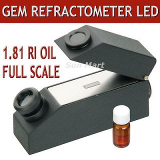   Gemological Gemstone Gem Refractometer Built in Light + RI Index Oil