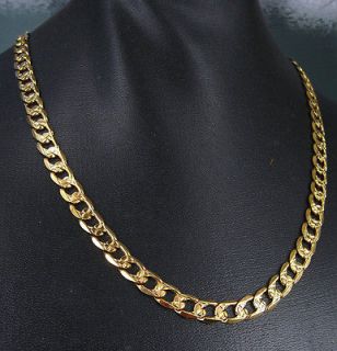   Gold GP Curb Link Necklace Pattern Necklace Bracelet 8mm Width Set