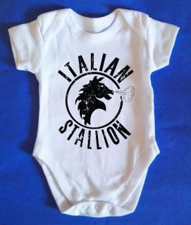 Italian Stallion Baby Grow / Body Suit, Retro, Baby Clothes, Rocky 