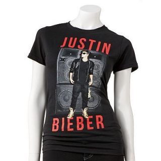 New Girls Juniors Justin Bieber Black Shirt Tee Set Outfit clothes S 
