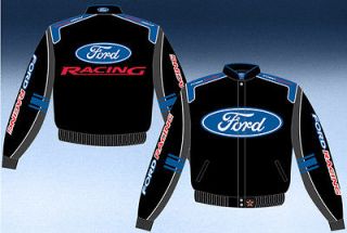 NASCAR Jacket 2012 Ford Racing Mens Black Nascar Twill Jacket by JH 