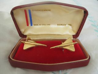 Perfect 1980s Concorde gold gilt shank bahram Cufflinks Cuff Link 