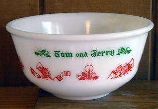 TOM & JERRY Milk glass Christmas Punch bowl~Egg nog~Anchor Hocking~EC