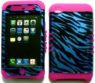  Zebra Pink Silicone Apple ipod Touch 4G 4 Hybrid 2 in 1 Rubber Cover 