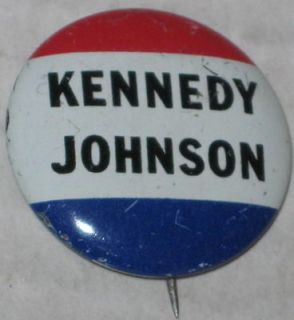 1960 John F Kennedy Kennedy Johnson Tin Litho Pin