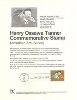 1486 8c Henry O. Tanner USPS #7315 Souvenir Page