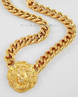 Rhianna Queen of the Jungle Chunky Lion Head Chain Short Necklace 