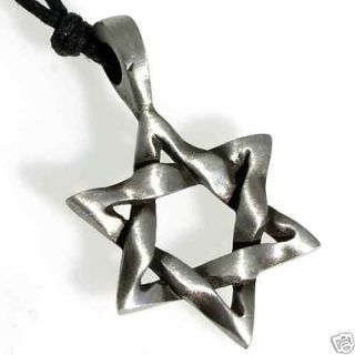 40F Silver PEWTER Jewish STAR OF DAVID Hebrew PENDANT