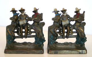 Co. Polychrome Cowboy Musicians Bookends Equestrian Country