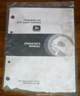 John Deere Thatcher For STX Lawn Tractor Operators Manual