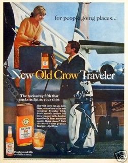   Traveler Fifth Flat Bottle Flask Plane Luggage Golf Clubs Print Ad