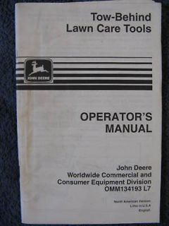 John Deere Plug Spiker Aerator Spreader Lawn Roller Operator Manual L7