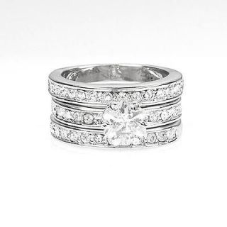 In 1 Engagement White GP Ring Swarovski Crystals R602W