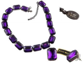 Joan Rivers Royal Purple Faux Amethyst Crystal Necklace & Earring Set