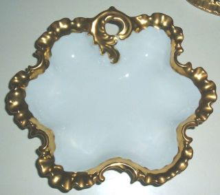 ANTIQUE GOLD & WHITE CANDY DISH SGND R.FORD FORD & RILEY BARSLEM UK 