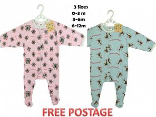 Baby Jump Suits 100% Cotton Kangaroo (Blue) & Koala (Pink) FREE 