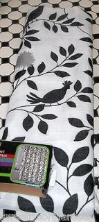   APT. CHIC Fabric Shower Curtain BIRD TOILE White Gray Black FLORAL
