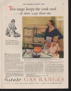 FA 1930 ESTATE GAS RANGE KITCHEN STOVE CAKE CHILD BAKE AD