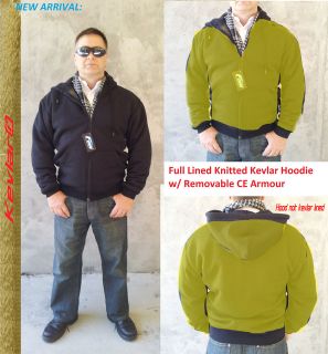   100% Cotton Hoodie Full Lined 300gsm Knitted Kevlar Motorcycle Jacket