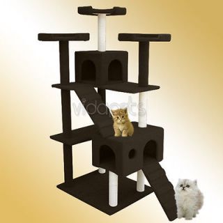 72 Dark Chocolate Brown Cat Tree Condo Furniture Scratch Post Pet 