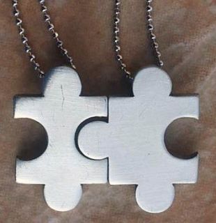 Pewter Sister Mother Daughter Family Friendship Jigsaw Necklace 