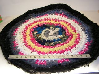 Lt# 11 Grandmas Handmade Crocheted Rag Rug or Pet Bed Multi Colored 