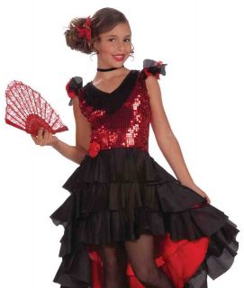 Kids Sequin Senorita Spanish Flamenco Dancer Halloween Costume