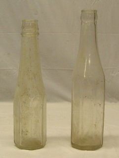 Vintage Ketchup Condiment Bottles HJ Heinz Arched Panels 8 1/4 & 9