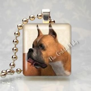 BOXER DOG BREED PUPPY PET Scrabble Tile Altered Art Pendant Jewelry 
