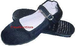 Black Mary Jane Cotton Shoes BLACK SOLE Women Size 4 11