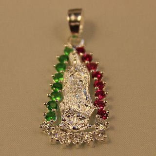 Virgen de Guadalupe .925 Pendant with Cubic Zirconia & Chain