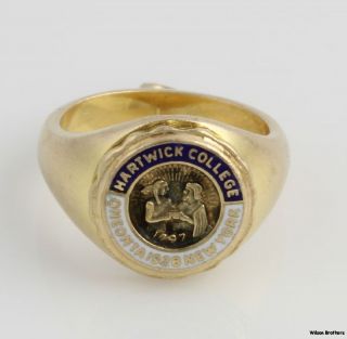 1928 Hartwick College Ring Charm   10k Yellow Gold   Oneonta New York 