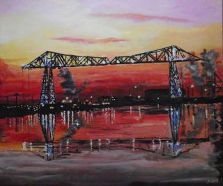 Middlesbourgh Transporter Bridge Painting Harry Lawson  Give Fine Art