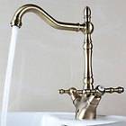 Antique Bronze Copper Kitchen Basin Sink Faucets Double Handles Water 