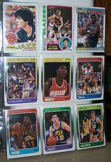 Sleeve of 18 Fleer NBA Cards and Stickers 70s & 80s   Stockton Rookie