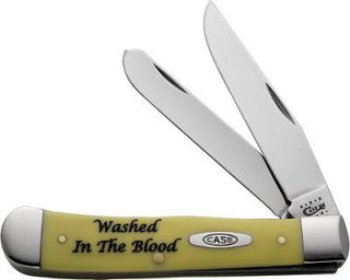 CASE Knives Religious Washed In The Blood Trapper Yellow Pocket Knife 
