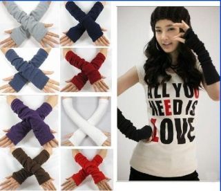   Stretch WOOL ARM WARMER FINGERLESS KNIT GLOVES DIFFERENT COLORS