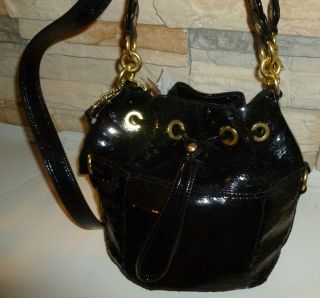   coach sequin poppy cinch black drawstring bag pop satchel 17906 tote
