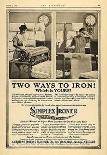 1918 Ad Simplex Ironer American Ironing Machine Company   ORIGINAL 