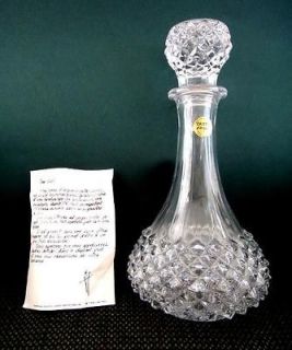 CRISTAL dARQUES 24% LEAD CRYSTAL DECANTER w/TAG+STOPPER~​FRENCH 