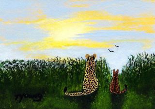   BENGAL Serval Cat Outsider folk Art LARGE PRINT Todd Young BIG CATS