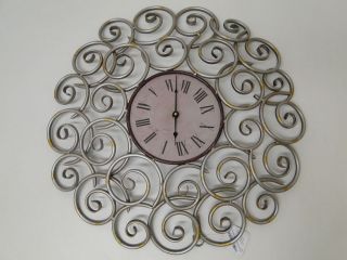 ENT Contemporary Large Modern Swirl Metal Wall Clock 19 Inch Diameter
