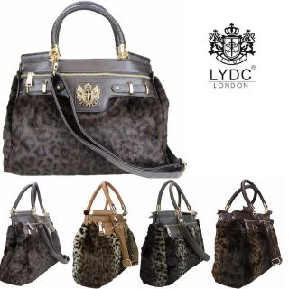 Women LYDC Leopard Animal Print Faux Fur Vintage Leather Style Laptop 