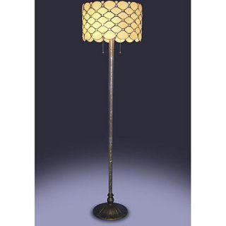Vintage Look Jeweled Drum Shade Stained Glass Tiffany Style Floor Lamp