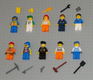 Lego MINIFIGURES Lot 10 People Police Fireman Girl Pirate Toys Guys 