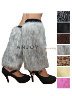   Winter Faux Fur Long Foot Warmer Cuff Slap On Wristband Fuzzy Furry