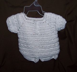 New WHITE Crochet SHORTS & TOP Baby Boy / Girl ; Reborn; 15 Dolls 