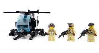 Custom LEGO army AH 6 Little Bird Helicopter military with minifigure