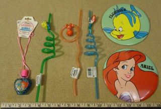Disney Little Mermaid Curly Straws Bubbles Jumbo Pins